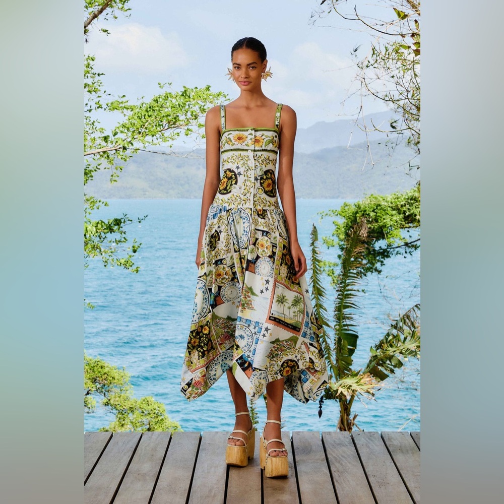FARM Rio Multicolor Patchwork High-Low Dress